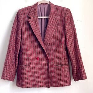 Vintage Audrey Laurent wool blend herringbone double breasted blazer sz 38